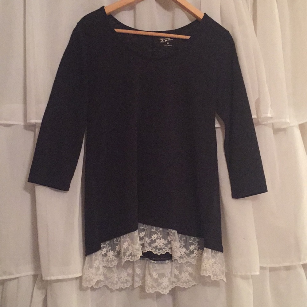 Black long sleeve lace shirt